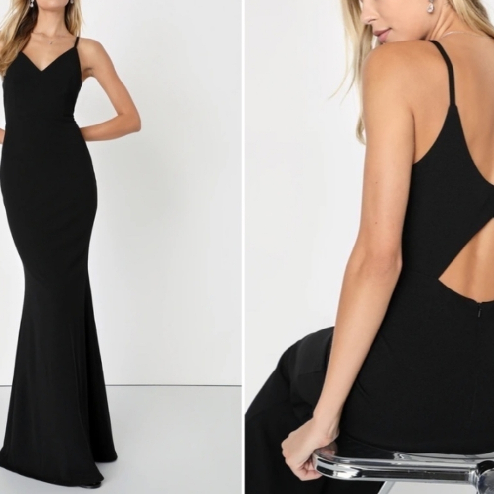 NWT XXS  Lulu's Moments of Bliss Black Mermaid Maxi Dress